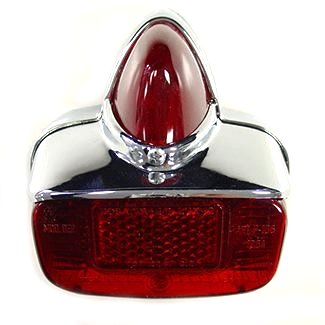 VESPA REAR LIGHT VBB VBA GS ALLOY POLISHED BACKLIGHT RED WITH GASKET AND BULB . 