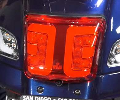 ScooterWest.com - Red Power1 LED Tail Light for ABS Vespa GTS GTV and Super  (2015-2019)