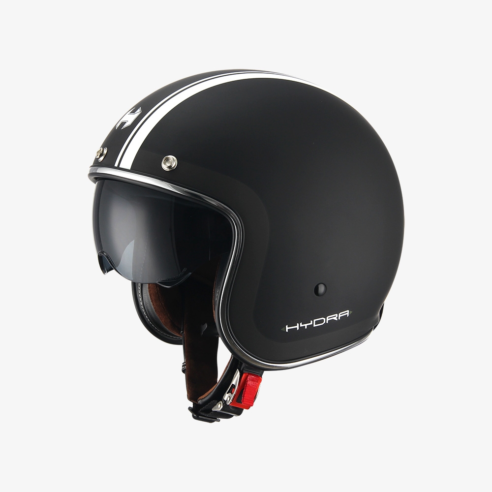 Motorcycle Helmet Matte Black Approved 3 Buttons Visor Smoke Vespa Black