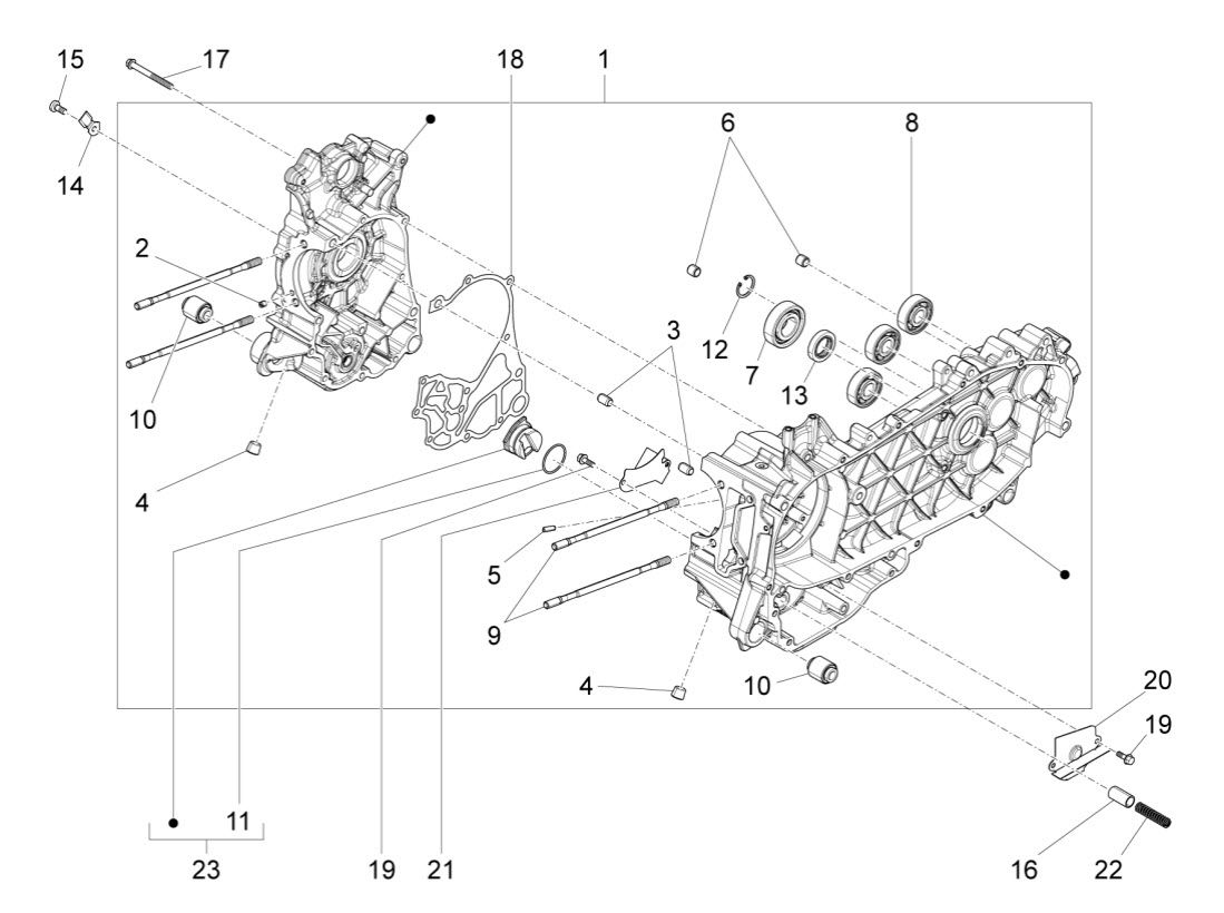 ScooterWest.com - Vespa & Piaggio 150 3V/iGET Crankcase 2015-Current