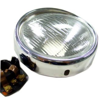 Headlight Assembly 115MM with CHROME RIM/BEZEL VESPA GS/VBB (092326)