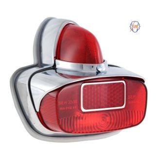 CHROME METAL SIEM TAILLIGHT ASSEMBLY ACORN STYLE VESPA VBB GS 160 (BULBS NOT INCLUDED) Made In Italy