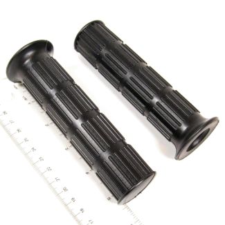 PAIR Black Grips with Piaggio Logo MID-LATE 1970'S Style VESPA (120488 179833)