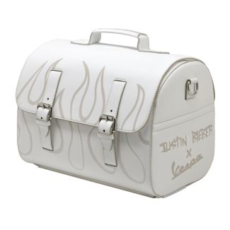 VESPA WHITE LEATHER TOP CASE BAG MADE IN ITALY - JUSTIN BIEBER