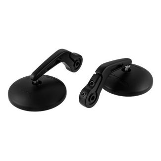 BAR END MIRRORS BLACK PAIR VESPA PRIMAVERA GTV310 OFFICINA 8 (FITS MOST MODERN VESPA MODELS)