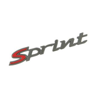 "SPRINT" EMBLEM BADGE 4.5 INCH LONG FOR SIDE SMOKE CHROME W/RED S SPRINT SPORT