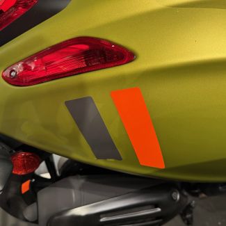 DECAL STICKER KIT OF 4, ORANGE/TITANIUM SIDE AND FRONT FENDER STRIPS PRIMAVERA S 2025