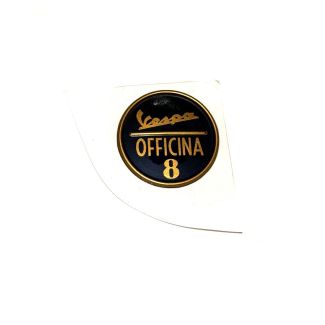 *GOLD* VESPA ROUND GLOVE BOX BADGE EMBLEM OFFICINA 8 PRIMAVERA GTV310