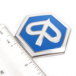 REAR PIAGGIO HEXAGONAL BADGE/EMBLEM WHITE/BLUE MP3 250/400 2.5" (1B001194)