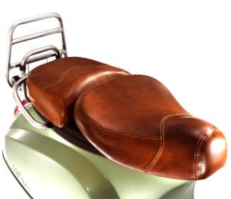 ORIGINAL TWIN BROWN LEATHER SEAT VESPA LXV (LX) (624972)