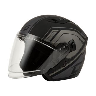 OF-87 DUKE GMAX HELMET W/LED LIGHT MATTE BLACK AND GREY