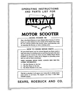 PARTS BOOK ALLSTATE 788.94360 SEARS BLUE BADGE SPRINT 1966