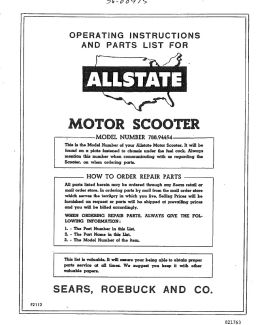Parts book - Allstate 1959-1960 788.94494