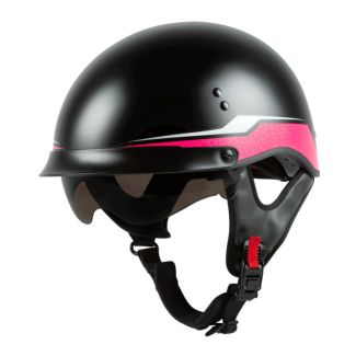 GMAX HH-65 HALF HELMET FULL DRESSED TWIN GLOSSY BLACK/PINK