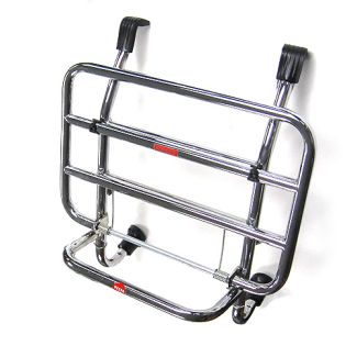 **CHROME** FRONT FOLDING RACK; GT/GTS/GTV FACO (NO DRILLING; WILL NOT WORK W/ "GT11F" FRONT BARS)