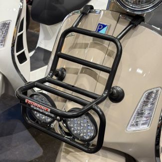 *BLACK* CUPPINI RALLY STYLE FRONT FIXED RACK WITH SPOT LIGHTS VESPA GTS SUPER 300 HPE2 GTS310
