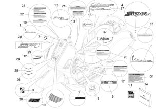 Vespa GTS 300ie Super/Super Sport Badges & Decals 2010-2019