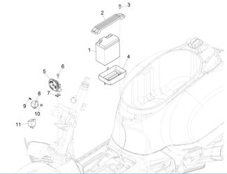 Vespa GTS 300ie ABS Battery, Horn & Relays 2015-2019