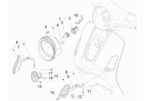 Vespa GTS 250/300ie Headlight & Front Turn Signals 2006-2014