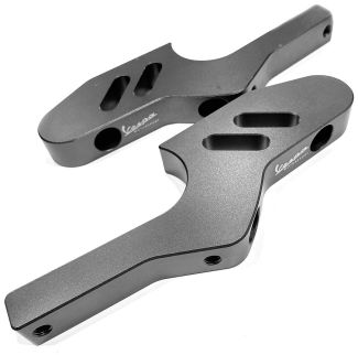 **GUN METAL GREY** VESPA MOTORSPORT CNC MACHINED PASSENGER FOOTPEG EXTENDERS-GT/GTS/SUPER/GTV/HPE2