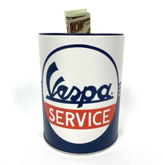 VESPA SERVICE TIN CYLINDER MONEY BANK MADE IN GERMANY