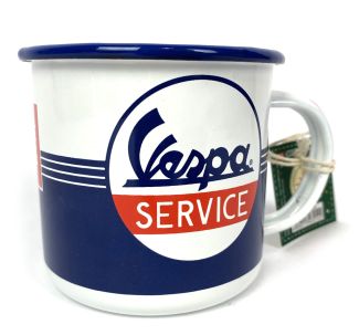 VESPA SERVICE TIN ENAMEL COFFEE MUG 12 OZ MADE IN GERMANY