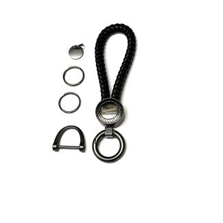 BLACK LEATHER KEYCHAIN LOOP "VESPA MOTORSPORT"