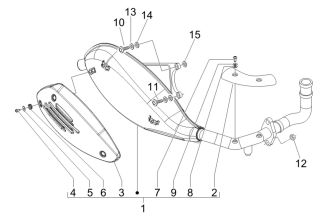 Vespa & Piaggio 150cc 2V Leader Carbureted Exhaust assembly