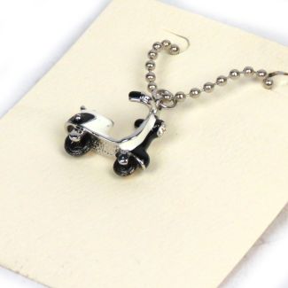 Metal Scooter Charm/Necklace-Black/White