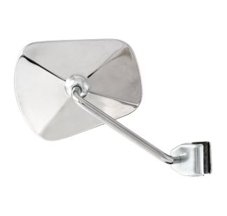 CUPPINI CHROME TRAPEZOIDAL LEFT OR RIGHT CLAMP ON LEGSHIELD MIRROR 4" DIAMETER MIRROR HEAD 4" STEM VINTAGE VESPA