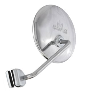 CUPPINI CHROME ROUND LEFT OR RIGHT CLAMP ON LEGSHIELD MIRROR 4" DIAMETER MIRROR HEAD 4" STEM VINTAGE VESPA
