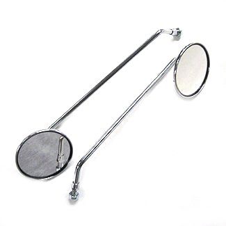 VESPA PX125 PX150 STELLA CHROMED MIRROR SET STAINLESS STEEL STEMS WITH FIXINGS 