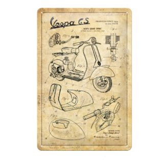 *SERVICE BOOK DIAGRAM* VESPA METAL SIGN 8" X 12" MADE IN GERMANY