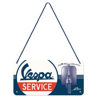 VESPA SERVICE METAL HANGING SIGN 4" X 8" MADE IN GERMANY