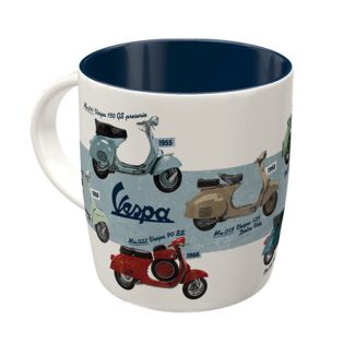 **VESPA MODEL CHART** 12oz COFFEE MUG RED/WHITE/BLUE