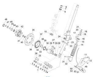 Vespa Primavera/Sprint 50-150 Front Fork 2017-Current