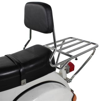 REAR FLAT RACK WITH TELESCOPING BACKREST (OLD AMERICAN MADE "BBQ STYLE" RACK); FITS PX/STELLA 2T/4T - OTHER VINTAGE VESPAS