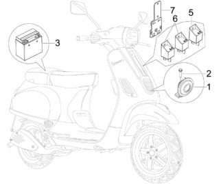 Vespa S 150 Battery, Horn & Relays 2007-2009