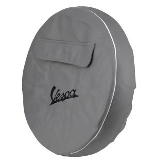 10" GRAY VINYL SPARE TIRE COVER W/ POUCH **ITALIAN MADE**