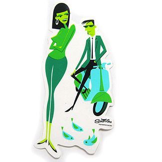 Shag Scooter Couple Sticker Green