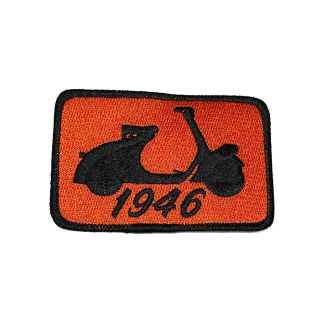 VESPA 1946 PATCH (Black stitching on Orange background) 2.5" tall x 3.875" wide