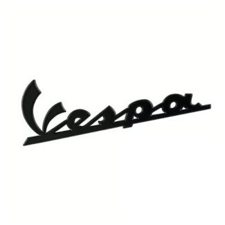 'VESPA' MATTE BLACK STICKER LEGSHIELD BADGE (EMBLEM) 4 INCHES LONG