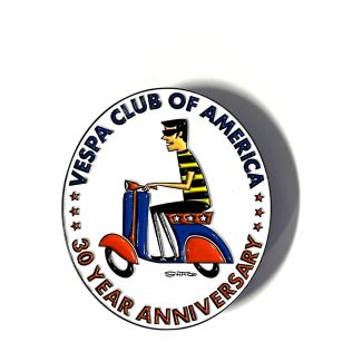 VESPA CLUB OF AMERICA 30TH ANNIVERSARY SHAG VCOA 1.5" PIN