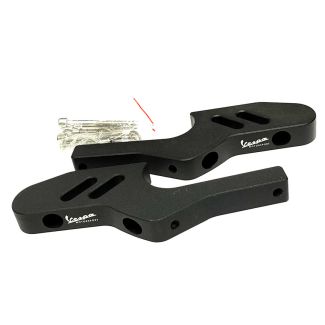 **TEXTURED MATTE BLACK** VESPA MOTORSPORT CNC MACHINED PASSENGER FOOTPEG EXTENDERS-GT/GTS/SUPER/GTV/HPE2