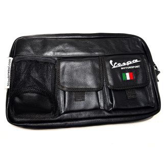 *BLACK LEATHER* GLOVE BOX BAG VESPA GTS 200 300 GTS310 PRIMAVERA, SPRINT, PX **SCOOTERWEST EXCLUSIVE**