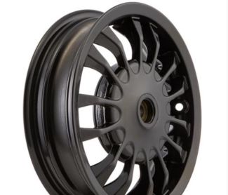 Pair Of Black Powder Coated Wheels For A 2015 And Newer Vespa Sprint 150