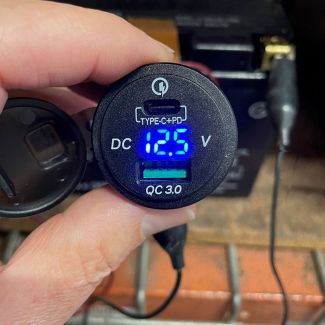 USB Jack Power Source plug w/ Volt Meter (USB Quick Charge 3.0 and USB-C)