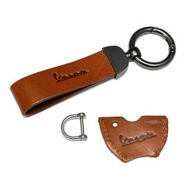 Vespa Scooter Leather and Enamel Key Ring Key Fob New 