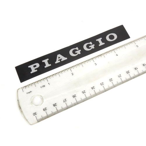 ScooterWest.com - Piaggio Sticker For Back Of Seat Black W/ Silver