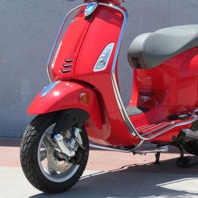 ScooterWest.com - Chrome Front Legshield Bars OEM Piaggio VESPA